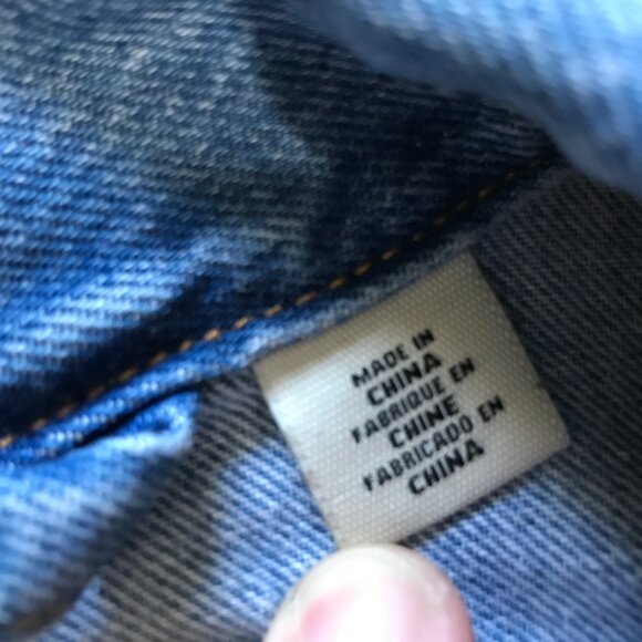 Levi's Trucker Jacket Size L Motocross Printed Sleeve Blue Denim - Picture 7 of 9